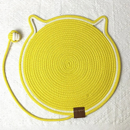 3 Pcs Yellow Durable Cat Scratching Mat with Attached Toy