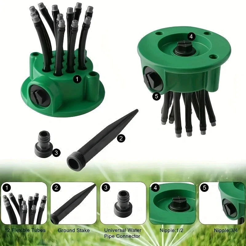 3-Piece 360-Degree Multi-Head Garden Sprinkler Set