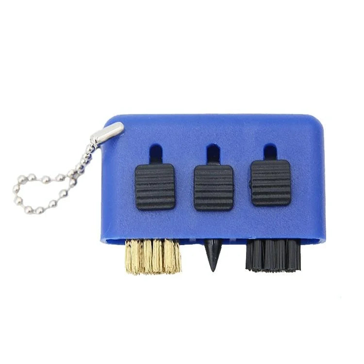 3-piece Portable Golf Groove Cleaning Brush - Blue - Sports