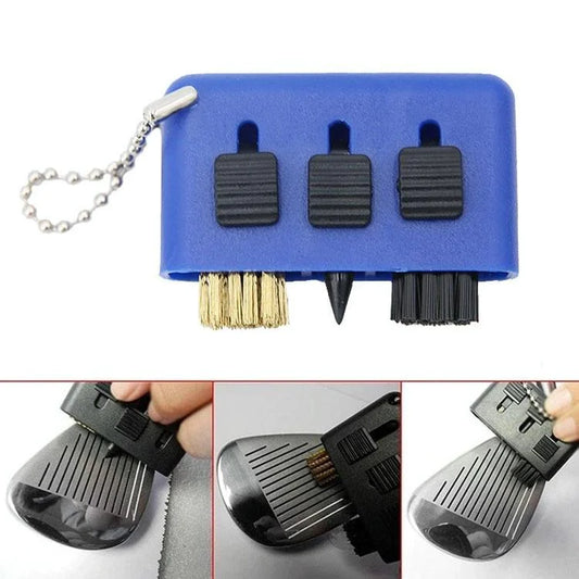 3-piece Portable Golf Groove Cleaning Brush - Blue - Sports