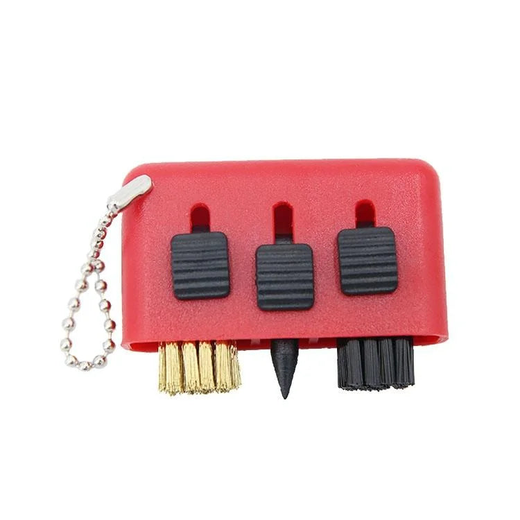 3-piece Portable Golf Groove Cleaning Brush - Red - Sports
