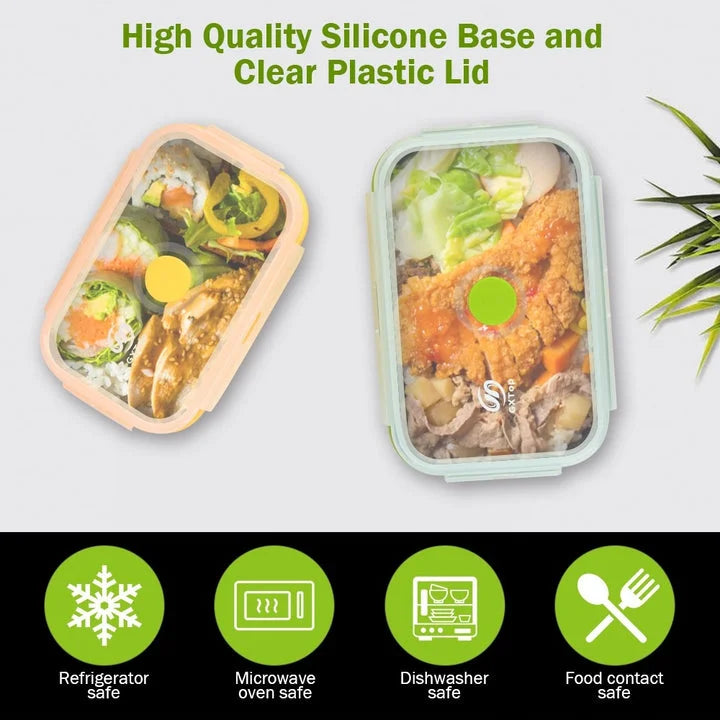 3-piece Set Blue Collapsible Silicone Food Storage