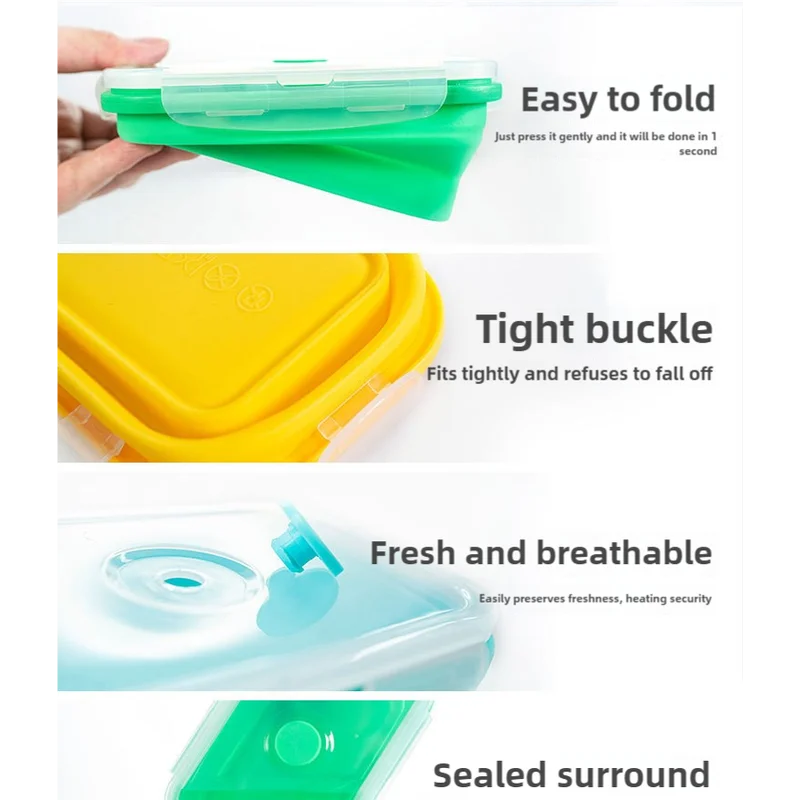 3-piece Set Blue Collapsible Silicone Food Storage