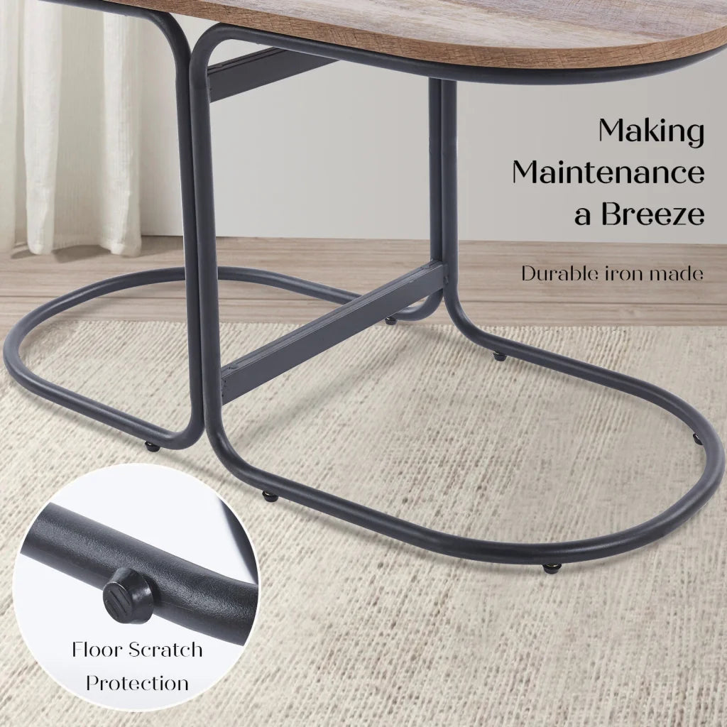3 Piece Set Coffee Table & Ottoman Wood Side End Table