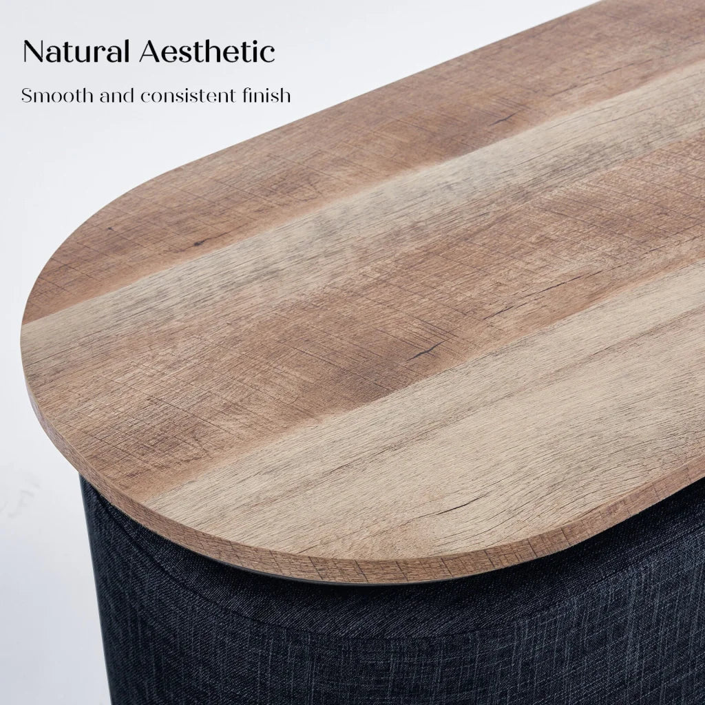 3 Piece Set Coffee Table & Ottoman Wood Side End Table