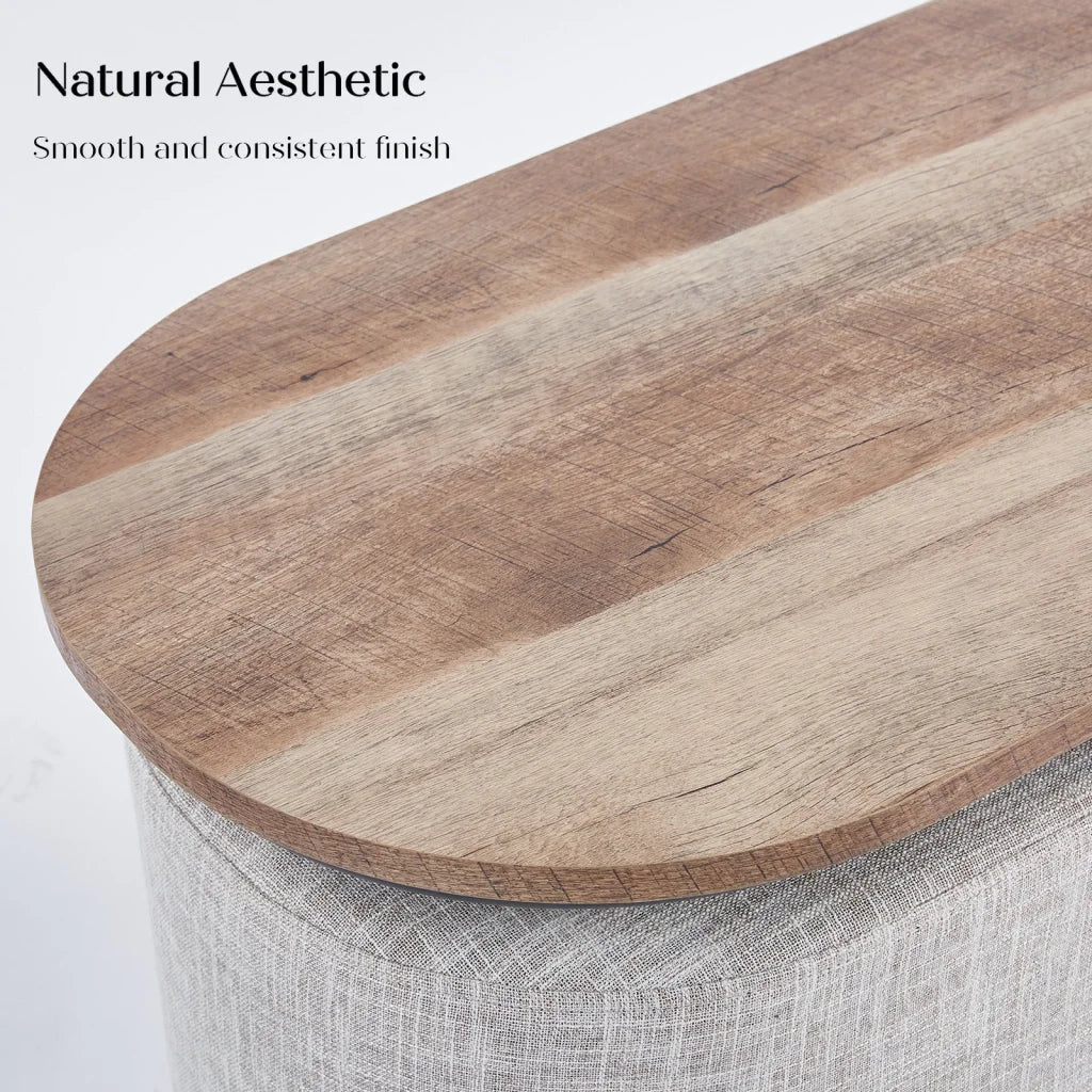 3 Piece Set Coffee Table & Ottoman Wood Side End Table