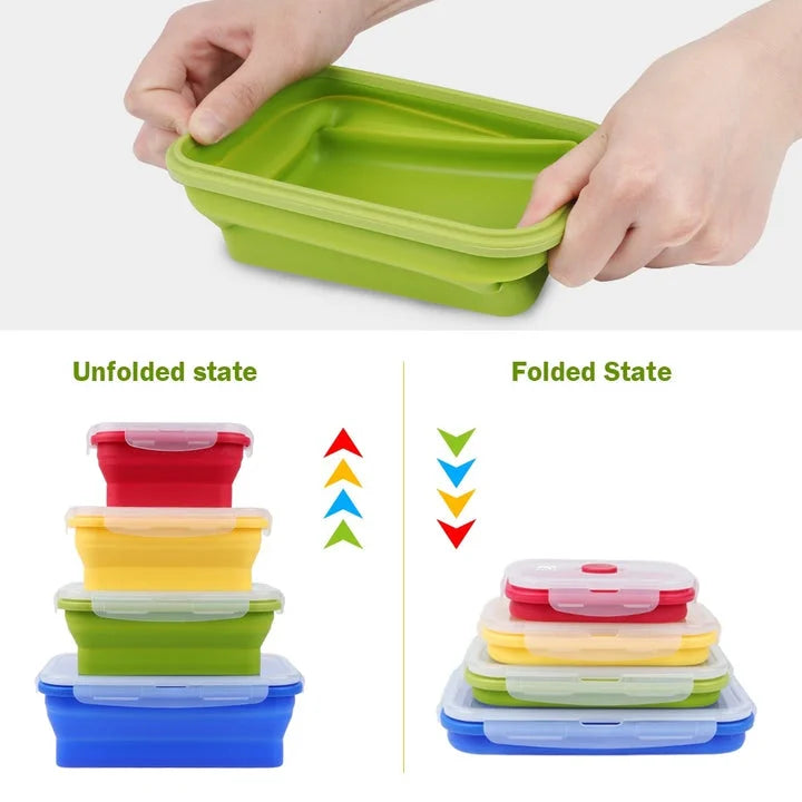 3-piece Set Pink Collapsible Silicone Food Storage