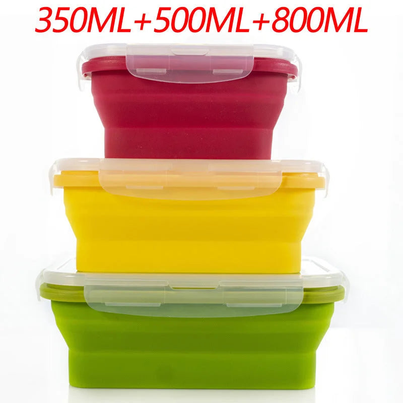 3-piece Set (Red + Yellow +Green) Collapsible Silicone Food