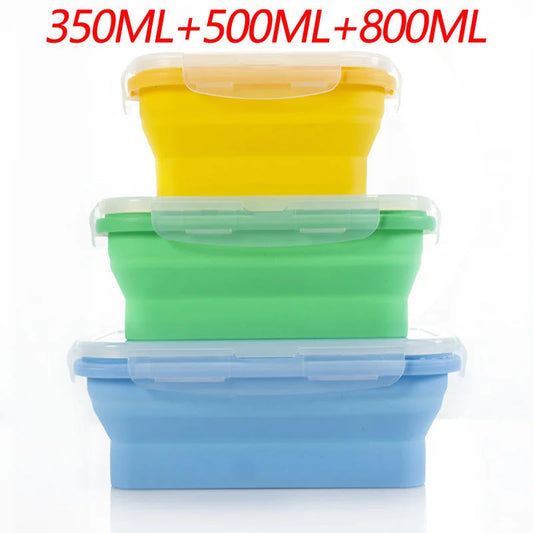 3-piece Set (Yellow + Green + Blue) Collapsible Silicone