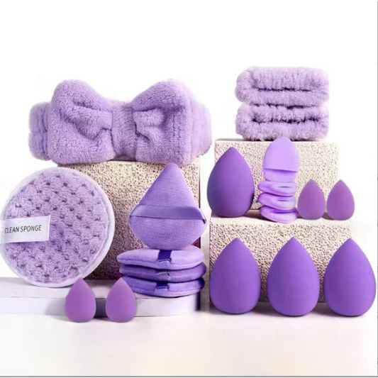 3 * Purple 20 Sets Makeup Sponge Set - Flannel Headband