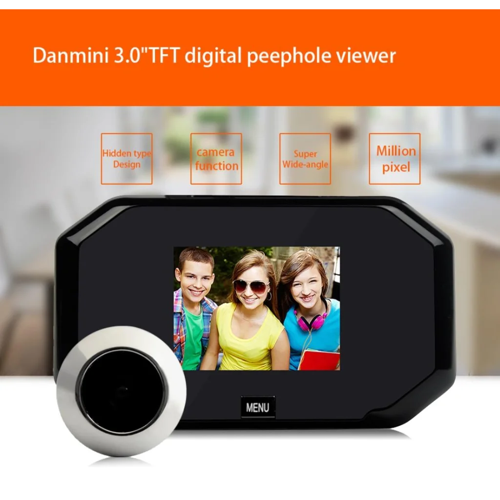 3 Screen 1.0Mp Security Camera With Door Peephole & Tf Card