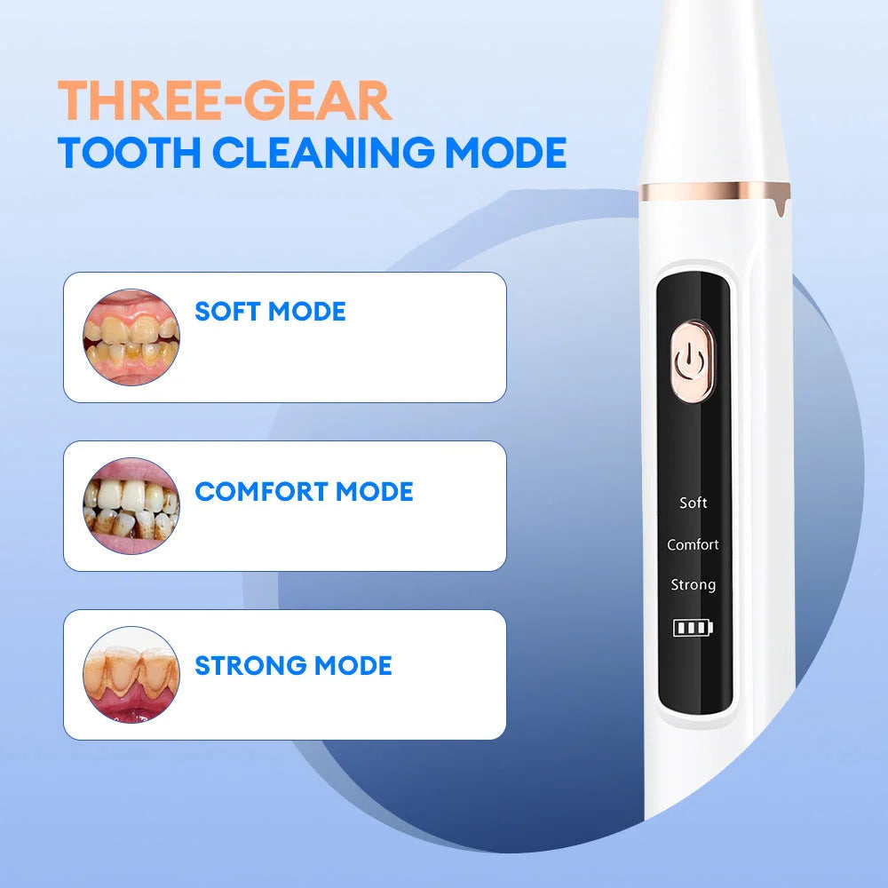 3-Speed Ultrasonic Electric Dental Cleaner with LED Light
