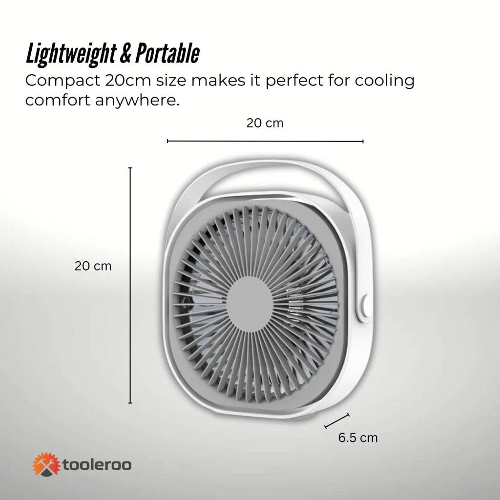 3-Speed USB 20cm Desktop Fan – Quiet Portable Lightweight