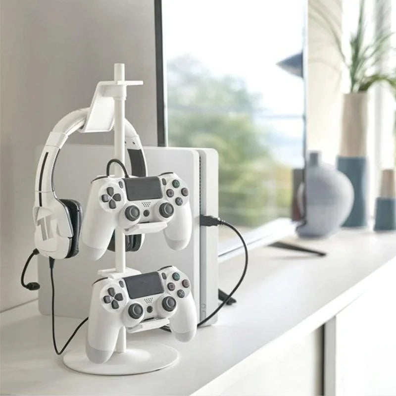 3-Tier Desktop Gamepad And Headphone Storage Rack - White-1915198262067990533