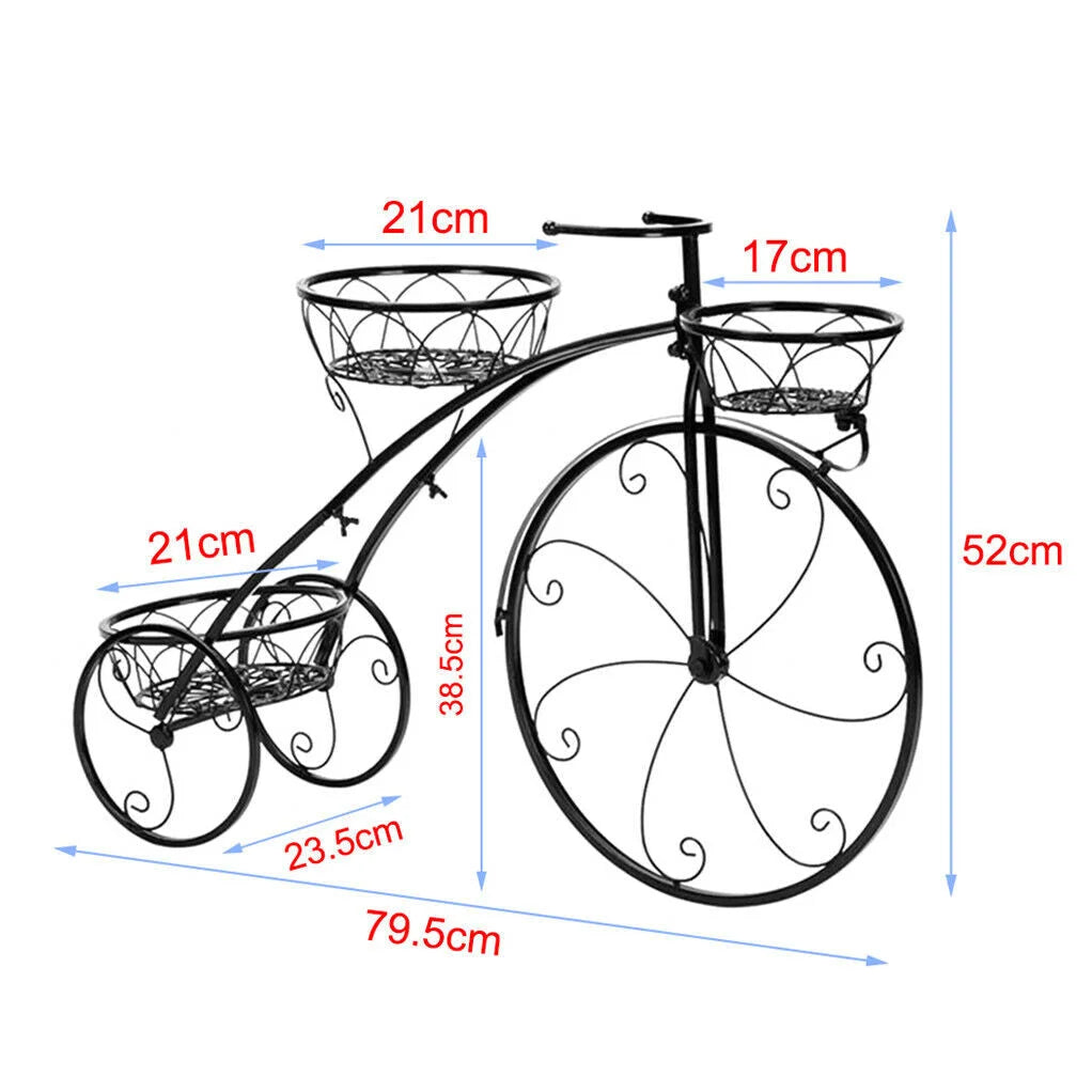 3-Tier Iron Bicycle Plant Stand Rack Tricycle Planter