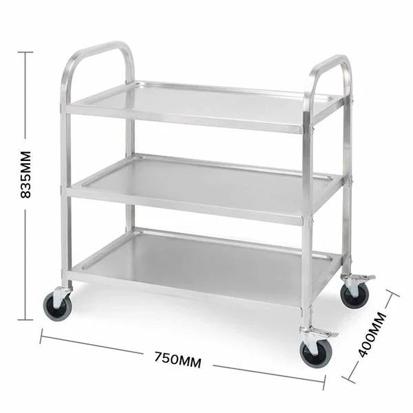3-Tier Stainless Steel Kitchen Dining Food Cart Trolley 75x40x83.5cm Small - Premium