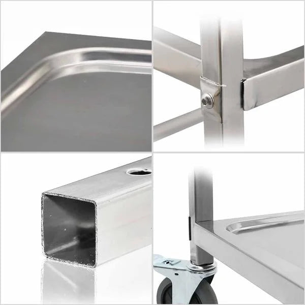 3-Tier Stainless Steel Kitchen Dining Food Cart Trolley 75x40x83.5cm Small - Premium