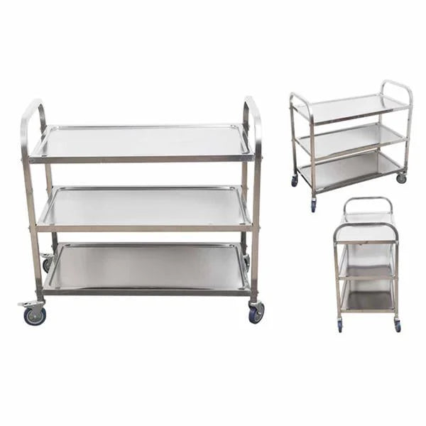 3-Tier Stainless Steel Kitchen Dining Food Cart Trolley 95x50x95cm Large - Premium