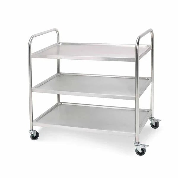 3-Tier Stainless Steel Kitchen Dining Food Cart Trolley Round 86x54x94cm Large - Premium