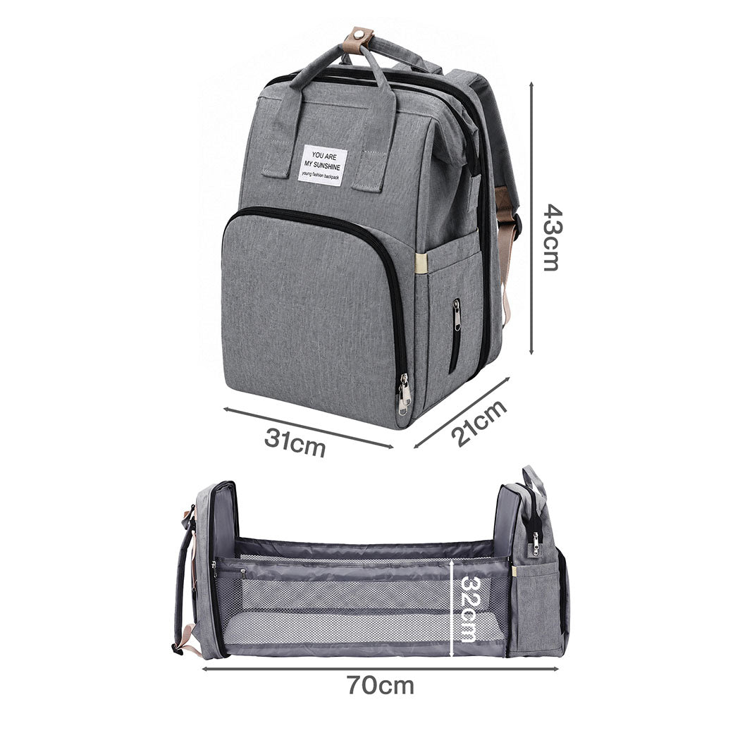 Bo Peep Nappy Changing Backpacks with Fold Out Mat Insulated Pockets Travel Grey