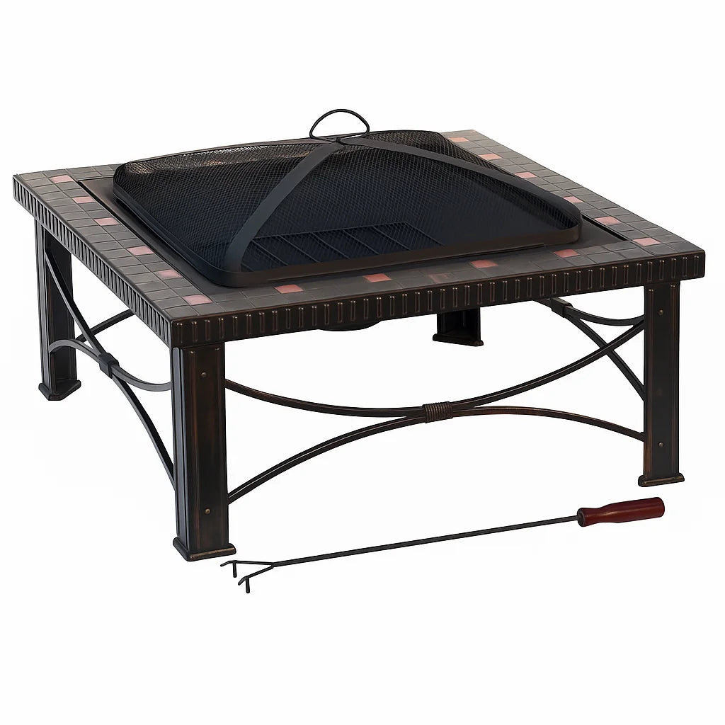 30’’ Square Slate Tile Fire Pit Outdoor Patio Heater