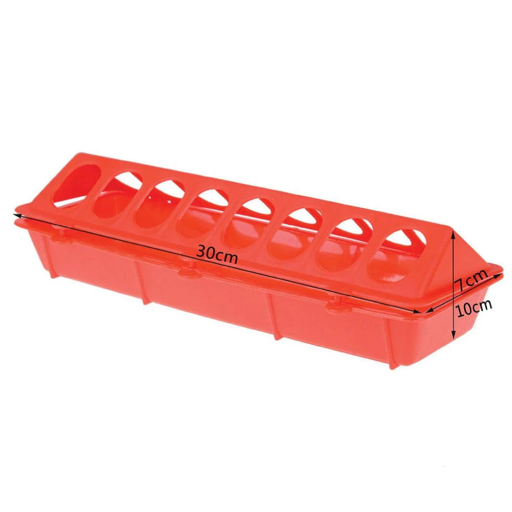 30cm Long Poultry Feeder Feeding Trough Chicken Chick Red