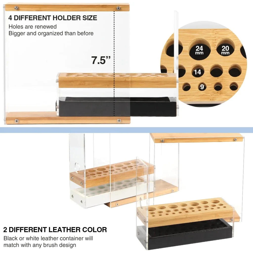 31 Holes Acrylic Bamboo Brush Holder Organiser Beauty