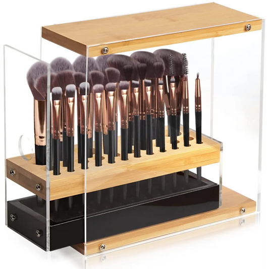 31 Holes Acrylic Bamboo Brush Holder Organiser Beauty