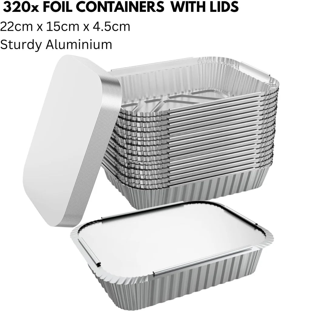 320x Aluminium Disposable Foil Food Container Trays Pans w/