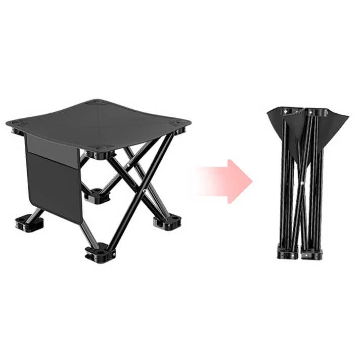 33*32cm Black Outdoor Folding Stool - Lightweight Portable