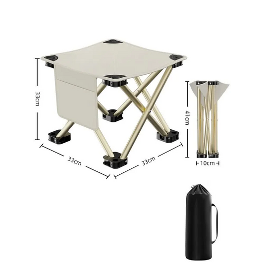 33*32cm White Outdoor Folding Stool - Lightweight Portable