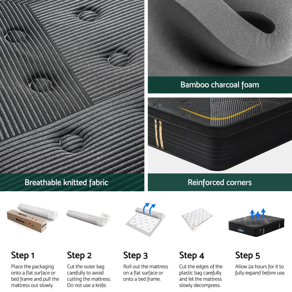 35cm Giselle Mattress Double Bed Bamboo Pocket Firm Foam