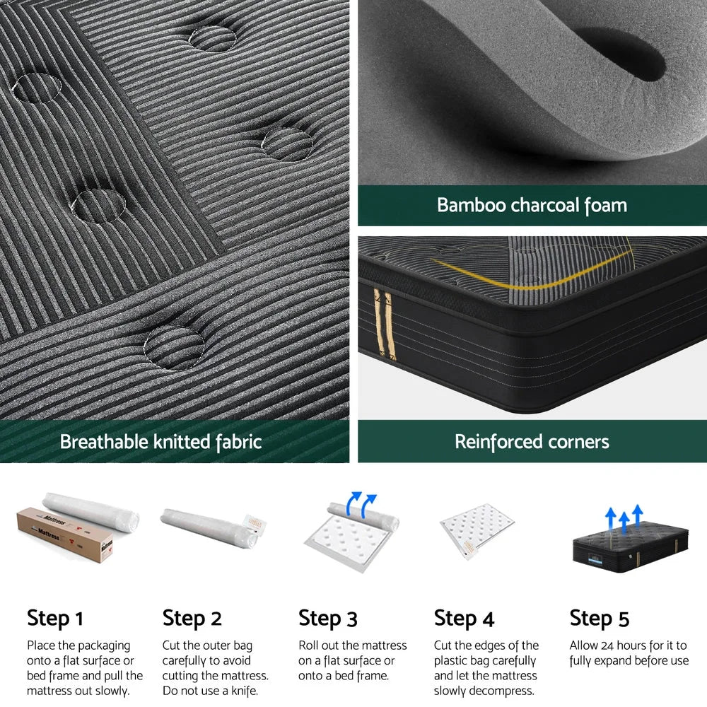 35cm Giselle Mattress Single Bed Bamboo Pocket Firm Foam