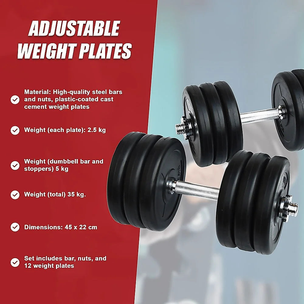 35KG Dumbbell Adjustable Weight Set - Sports & Fitness >