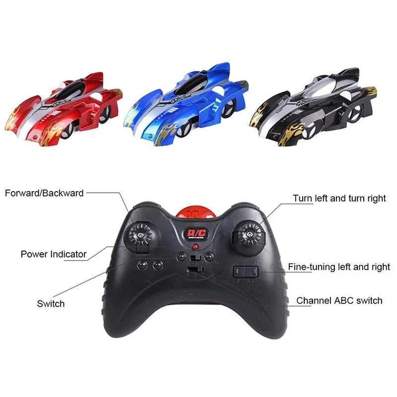 360 Degree Rotating Rc Car with Led Lights - Wall Climber