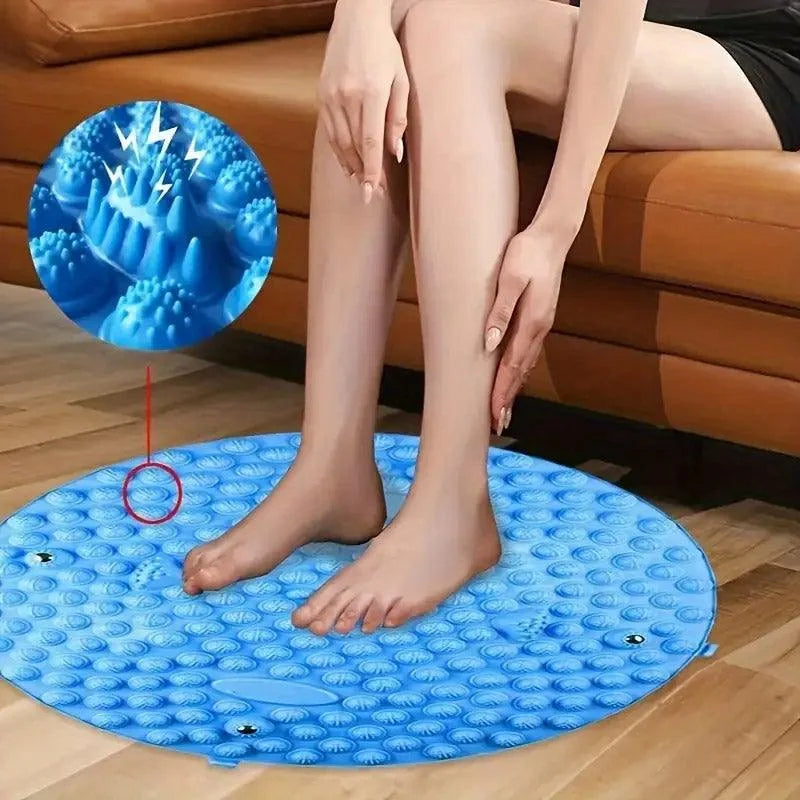 37/55cm Soft Silicone Circular Foot Mat with Textured