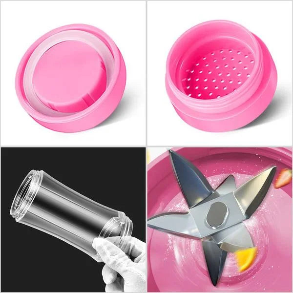 380ml Portable Mini USB Rechargeable Handheld Fruit Mixer Juicer Pink - Premium
