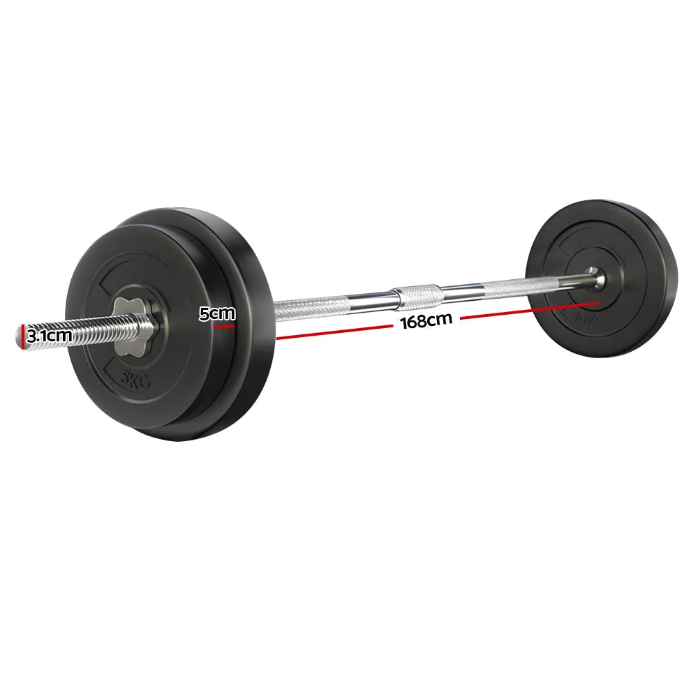 38KG Barbell Weight Set Plates Bar Bench Press Fitness