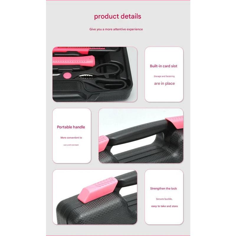 39-Piece Home Tool Kit - Pink Carbon Steel Hardware Set