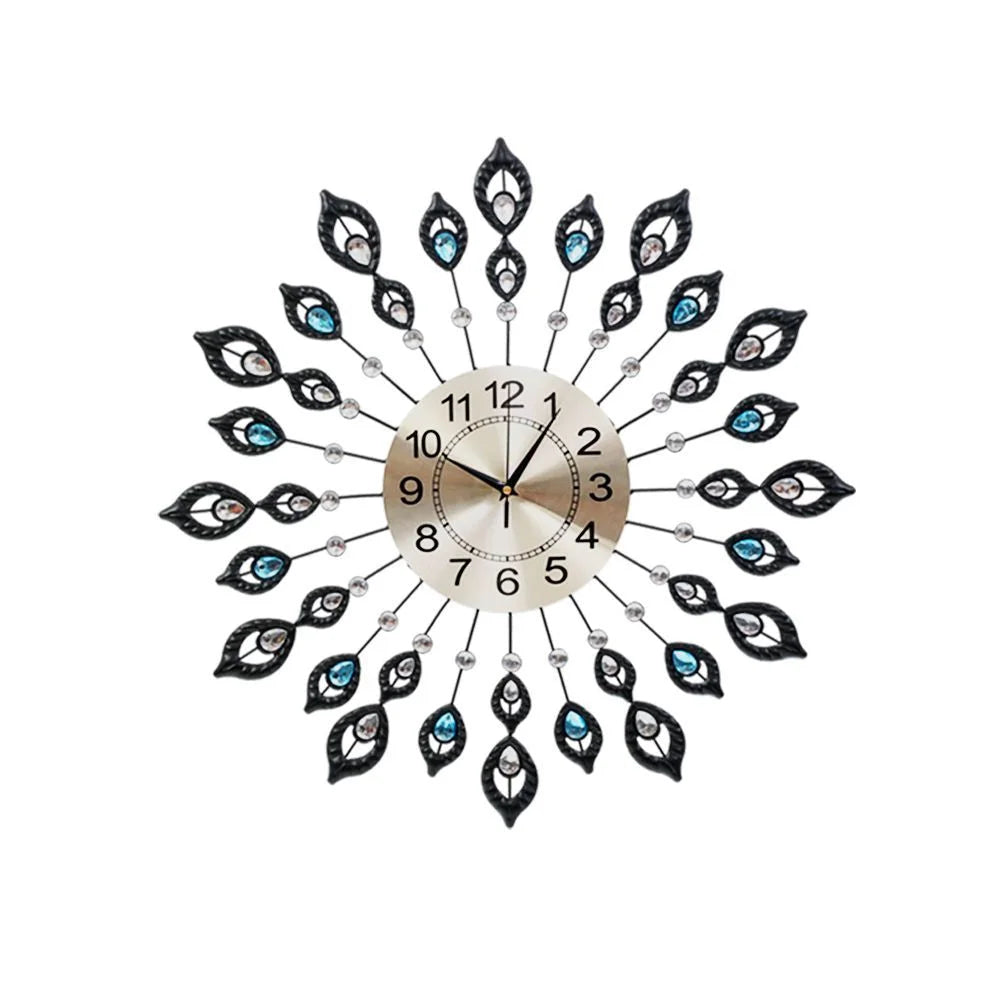 3D Crystal Wall Clock Large Modern Luxury Round Dial