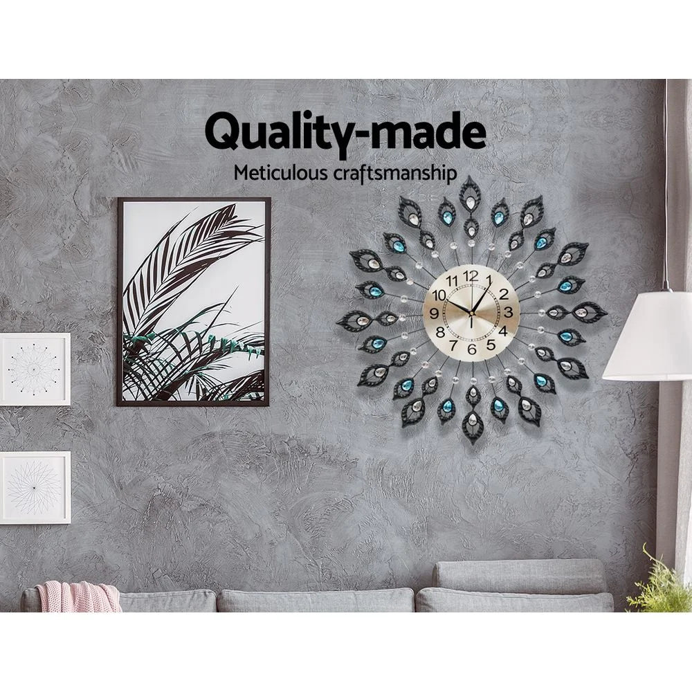 Glass 60cm wall clock with material finish and practical fittings