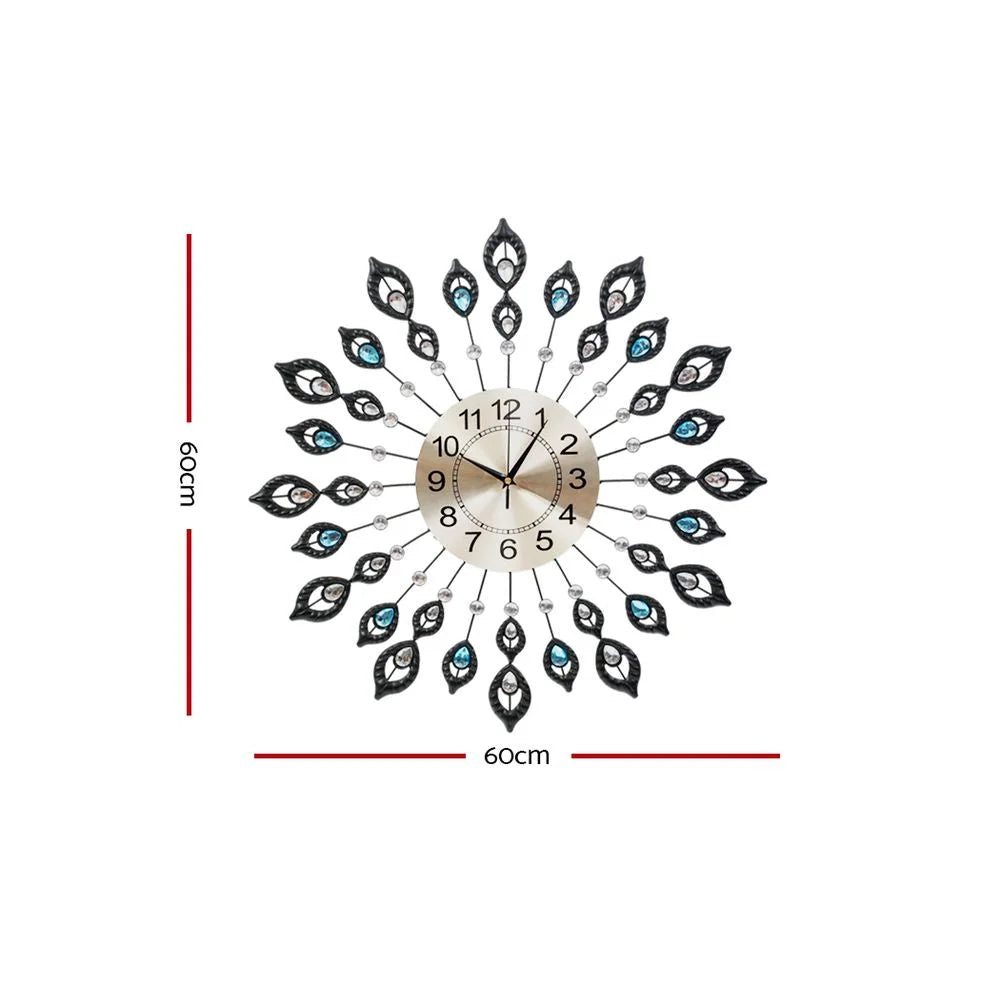 3D Crystal Wall Clock Large Modern Luxury Round