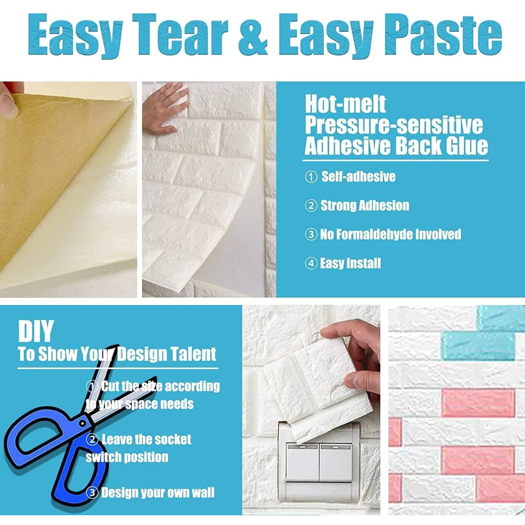 3D Foam Brick Wall Panel Self Adhesive Waterproof Wallpaper