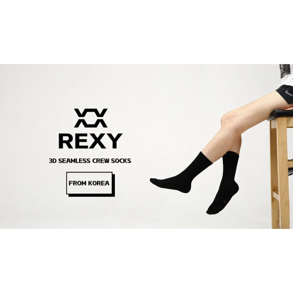 3D Seamless Crew Socks Slim Breathable Black Medium Pack