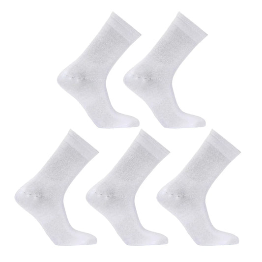 3D Seamless Crew Socks Slim Breathable White Large Pack of 5