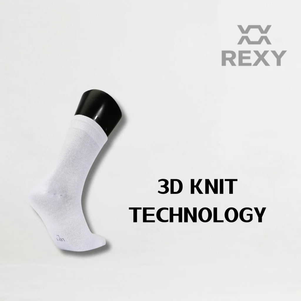 3D Seamless Crew Socks Slim Breathable White Medium Pack