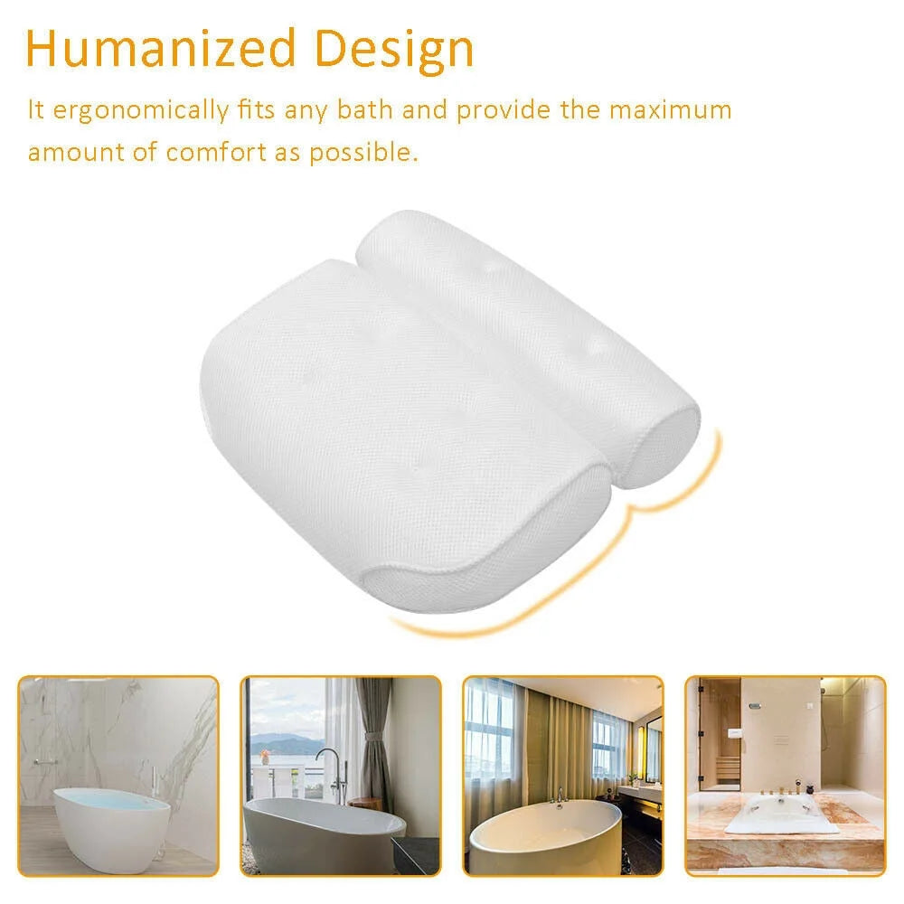 3D Spa Mesh Bath Pillow Neck Back Support for Bathtub Tub