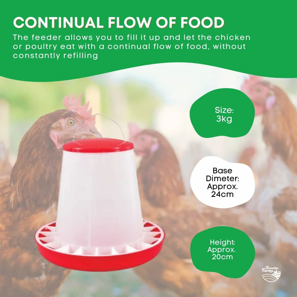 3Kg Automatic Chicken Feeder - Plastic Poultry Chook Hen
