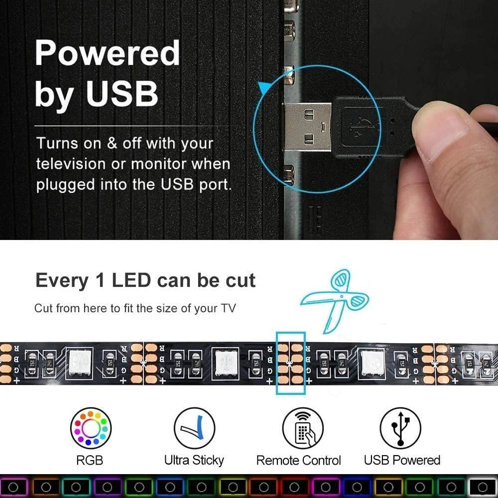 3M LED Strip Lights Rope Light for TV Gaming and Computer