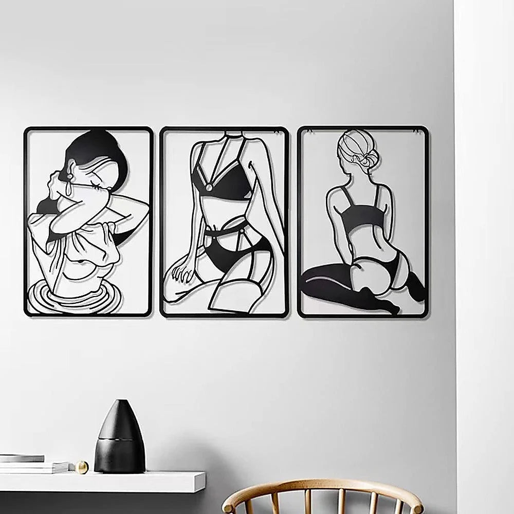 3pc Modern Metal Wall Art Decor Abstract Minimalist